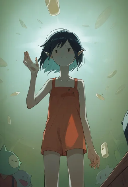 score_9, score_8_up, score_7_up, m4rc3l1n3,1girl,dot eyes,grey skin,marceline abadeer from adventure time, natural skin imperfections, extremely detailed, misty glass behind, from below, cinematic, filmic, exteremely high contrast, low saturation, delicate soft hazy lighting, very dark dark neon lighting, 80mm f2.8 lens, cinestill 8 0 0 t film, teal backdrop, misty atmosphere, source_cartoon, in the style of adventure time, Expressiveh, zPDXL