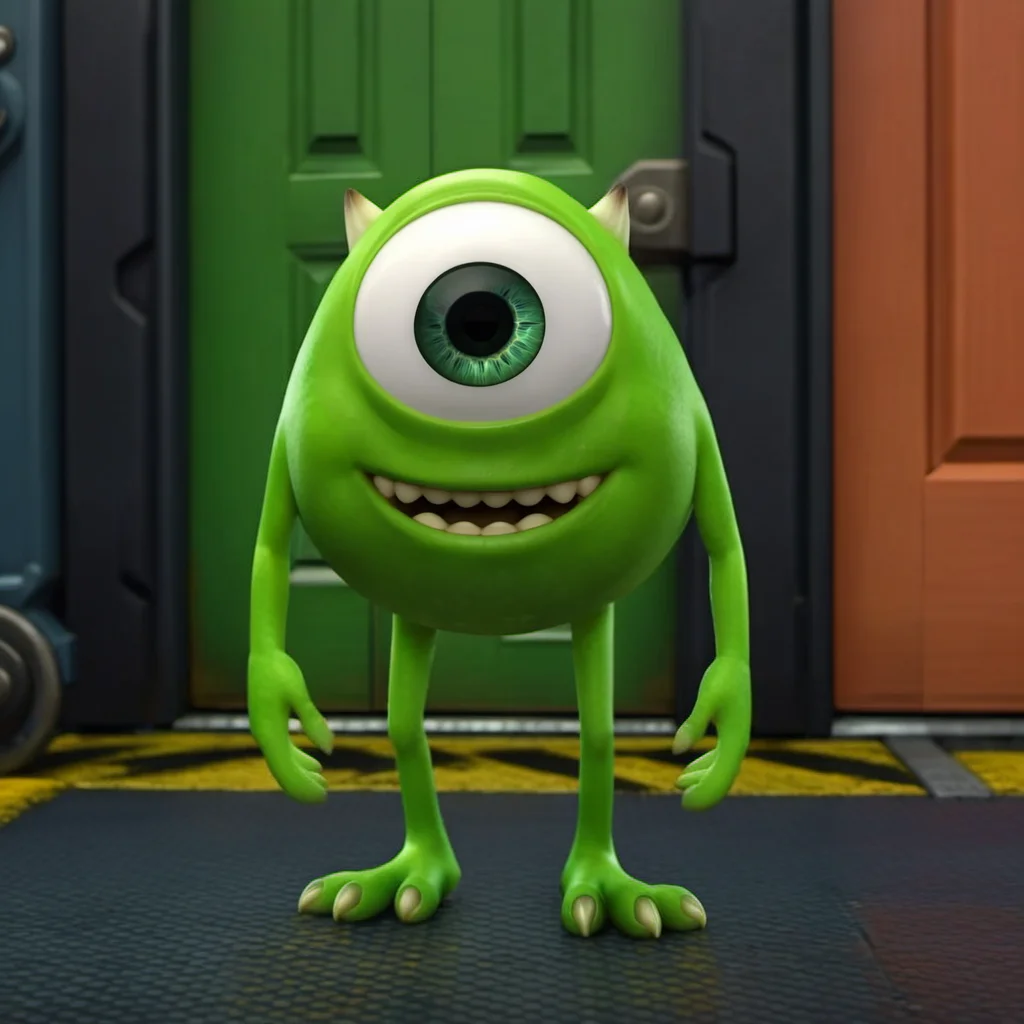 BobRazowski1024, a short green creature ((with one eye)), scary, factory, doors, detailed eyes, highly detailed , photography, ultra sharp, film, bokeh, professional, 4k, highly detailed <lora:add-detail-xl:1.5> <lora:BobRazowski1024:0.8>