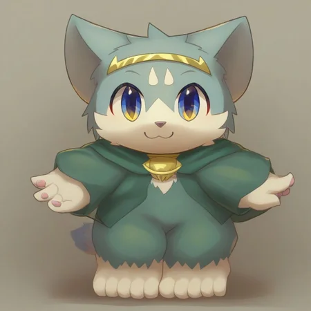 lv1rubili, zPDXL2, furry, anthro, cute, kemono, male focus, solo, score_9, score_8_up, male, full body, digital art, highly detailed, lv1rubili, full body, smile face, looking at viewer, standing to viewer, full view, cat