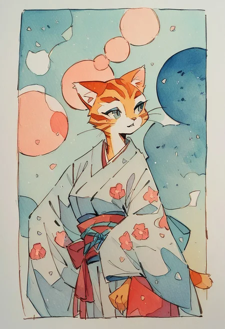 score_9, score_8_up, score_7_up, score_6_up, watercolor painting, japanese calligraphy in the shape of a cat