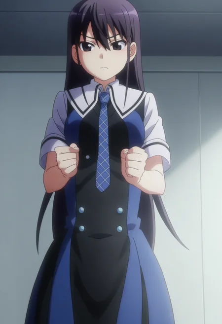 score_9, score_8_up, score_7_up, source_anime,
BREAK
1girl, solo, anime screencap, anime coloring,
<lora:shiYumikoV1:1>, shiyumikonime, long hair, black hair, black eyes,
school uniform, blue necktie, black dress,