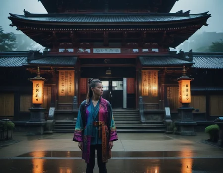 cinematic still japan2019 a girl in front of a temple with torri . emotional, harmonious, vignette, 4k epic detailed, shot on kodak, 35mm photo, sharp focus, high budget, cinemascope, moody, epic, gorgeous, film grain, grainy, japan2019 a girl in front of a temple with torri, cinematic light, dramatic atmosphere, detailed, intricate, sharp focus, elegant, confident, rich bright colors, winning, epic, fine detail, full background, inspired, colorful, illuminated, amazing, symmetry, great composition, focused, professional, artistic, new, best, creative, positive, unique, beautiful