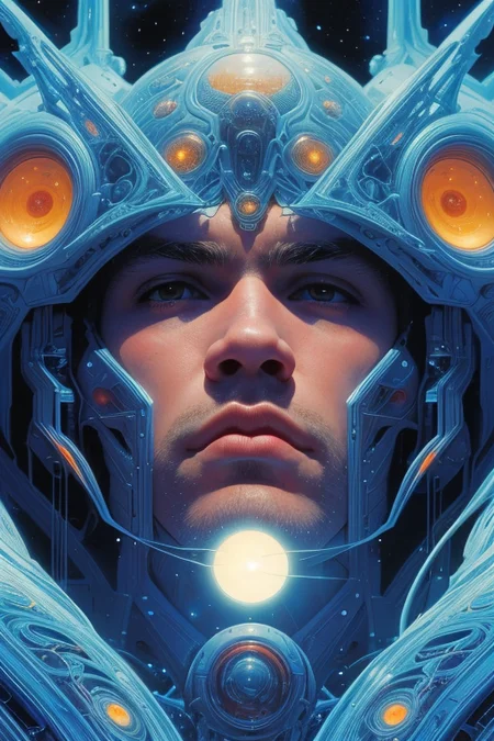 (male:1.5), (handsome:1.5), (stubble:1)
PhDruillet art, <lora:PhDruillet:1.3>, 3/4 view, (close-up:1.5), gorgeous space prince, detailed face, high resolution, high quality, HIGH-TECH, ORGANIC, electronics, volumetric lighting, mid-blowing background, seductive, elegant charm, celestial
<lora:gender_slider_v1:-5>