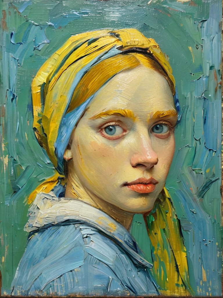 masterpiece,best quality,<lora:tbh122-sdxl:0.9>,portrait of girl,oil painting,style of Vincent van Gogh,
