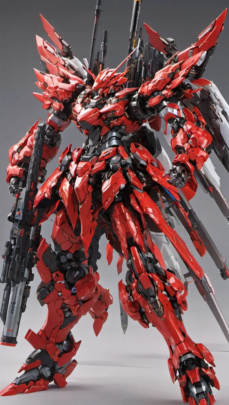 (RRS:1.2), best quality, masterpiece, ultra-detailed, mecha robot, (ultra-detailed mecha armor), full armor, (large size robot:1.5), glowing eyes,  (full body:1.2), (mechanical parts:1), (robot joints:1),  (military parts:1.5), (heroic parts:0.1), cable, (battle-ready:1.2),(powerful stance:1.3),(Detailed eye description:1.2),(huge mechanical weapon:1.2), (detailed weapon description:1.2),  (holding weapon and weapon :1.5)<lora:srdxl_v1f:0.4>