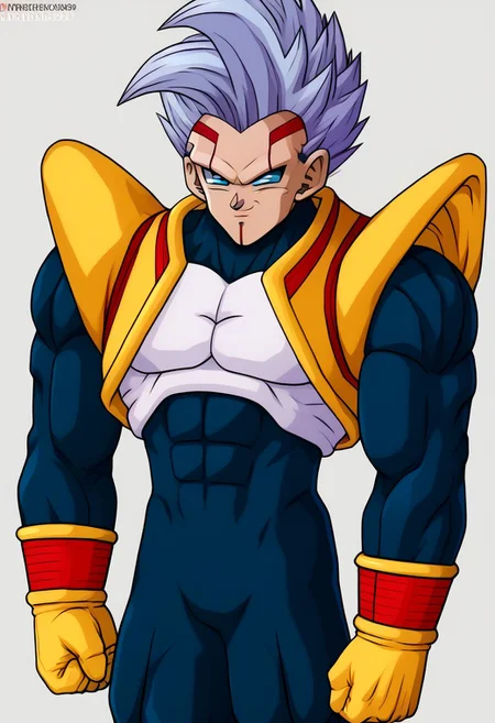 baby vegeta, solo, 1boy, grey hair, blue eyes , male focus, muscle body, big chest, big pecs, Big legs, black Lycra, handsome, best quality, high quality,