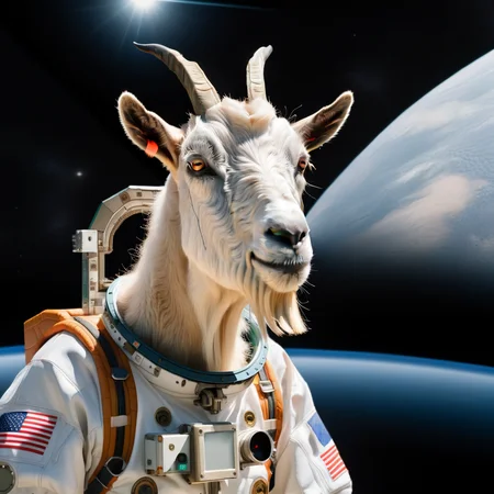 photo in 90's goats01 on a space station in a space suit, cinematic, Medium long shot, digital painting, <lora:goats01-xl:1>