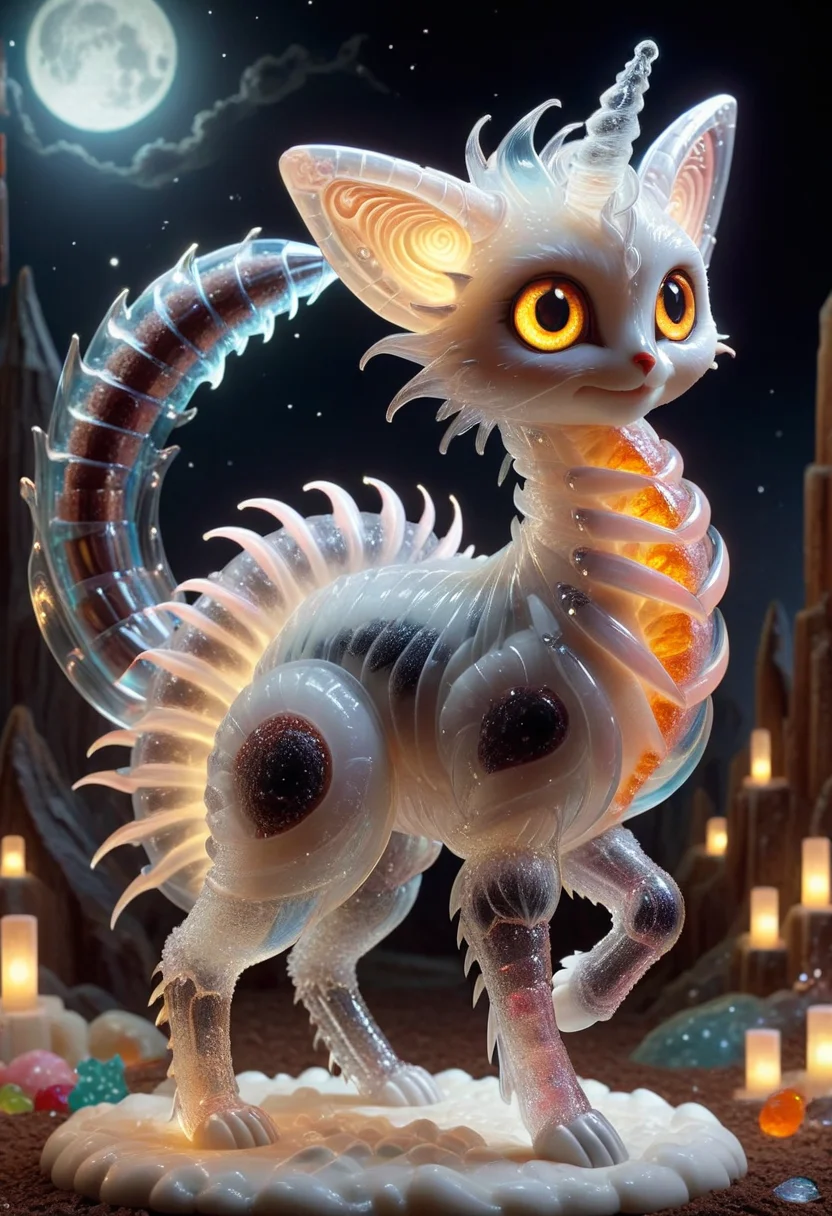 DonMC4ndyL4ndXL  a translucent nocturnal kinetic elemental  Kulshedra,  tail barb,  medium segmented legs,    barbed tails, <lora:DonMC4ndyL4ndXL:1>