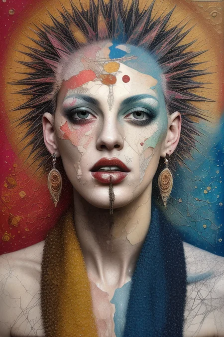 female celestial orgasm detailed and highly reliefed analogue mixed media collage with canvas texture in style of conteporary art, punk art, hyperrealistic beautiful face, photorealistic, expressionism, masterpiece, perfect composition, spectacular quality, intricate oil details
