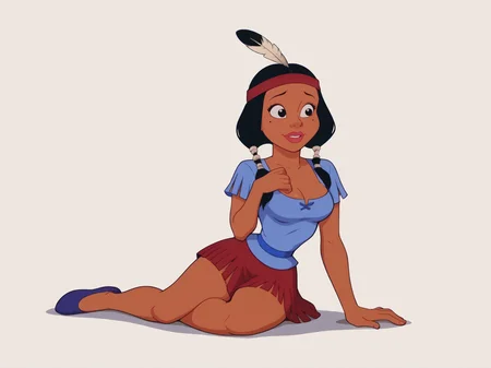 core_9, score_8, score_7,Minihoohawaifu, solo, breasts, cartoon, skirt, shirt, medium breasts, feather, sitting, full body, dark skin, <lora:Minihooha_character:1> <lora:add-detail-xl:1> <lora:HandFixer_pdxl_Incrs_v1:1>