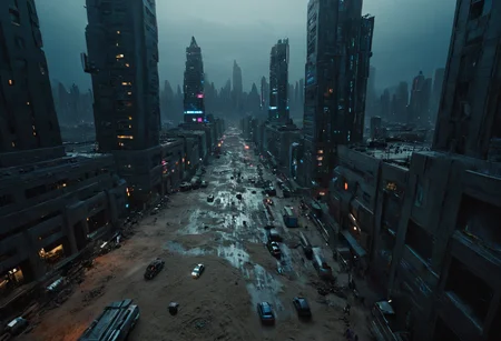 realistic, RAW photo, high quality, Stable_Yogis_PDXL_Positives, <lora:High Angle style:0.7> High Angle style, from above, High Angle from above,<lora:Low Angle style:0.8> Low Angle style of a huge <lora:skyscaper:0.1> cityscape,<lora:Moon:0.9> m00n, sand, rock, night, grey colors, <lora:Dark_Aura_XL_-_Filled_with_miasma:0.2> dark aura, <lora:Neon_Cyberpunk_Cyberbody_v2_SDXL:0.5> mad-cbrbdy,<lora:sdxl_cyberpunk:0.4> cyberpunk style vast city with <lora:Tsunami_Background_SDXL:0.0>,time tunnel, in , featuring <lora:Bespin:0.6> Bespin,<lora:bluexbronze:0.0> Everything in blue, everything in bronze,blue color aesthetic,bronze color aesthetic,blue theme,bronze theme