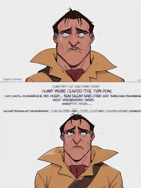<solo:1.5>,
<1boy:1.5>,
clayton_tarzan, clayton_hunter, human, male, 1boy, male focus, solo, upper body, shirt, parody, meme, colored skin, short hair,
<white background:1.5>,
<simple background:1.5>, 
<lora:Clayton_Tarzan:1.25> clayton_tarzan, <lora:LineArt Mono Style LoRA_Pony XL v6:1>, sad,
sadness,
tears,
closed mouth,