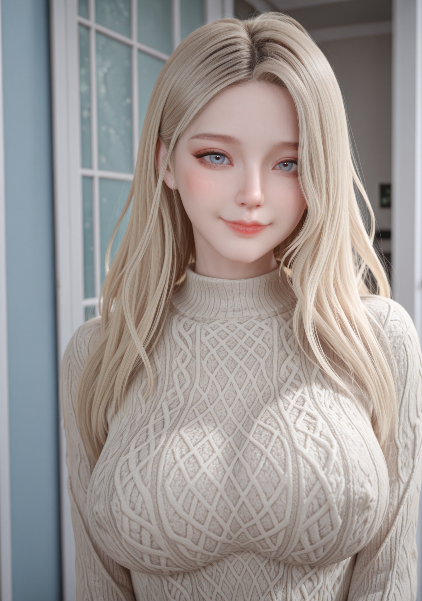 masterpiece,very awa,best quality,amazing quality,very aesthetic,absurdres,newest,intricate details,
1girl,<lora:vamstyle:1>,vamstyle,upper body,looking at viewer,smile,sweater,