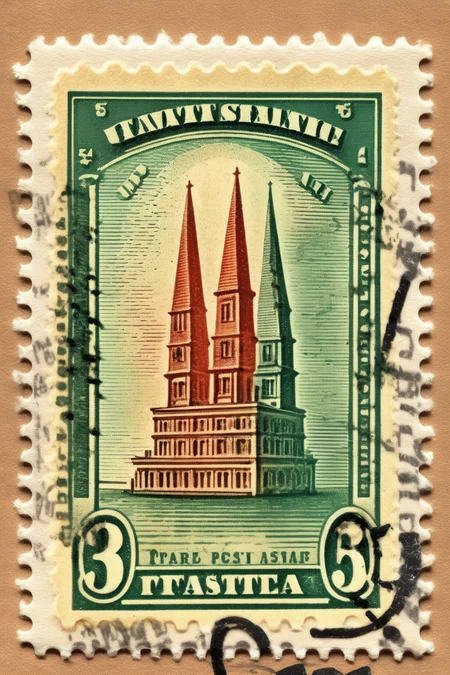 <lora:Vintage Postage Stamps:1>Vintage Postage Stamps - vintage stamp with white background