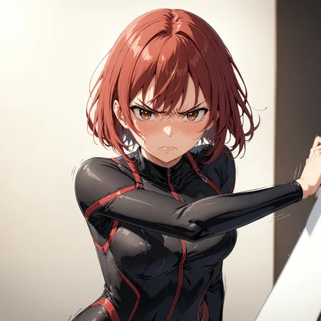 masterpiece, best quality,
1girl,solo,
<lora:gostlapped.sdxl.v1_r1:1> gostlapped,
bodysuit, serious, stern look, disgust,
(motion blur), motion lines,