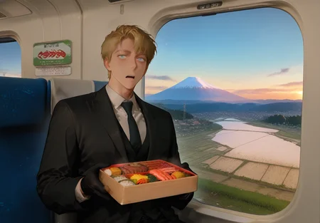 IllusP0s, PonyScores7, source_anime, ah1, IllustriousQual, interesting, exciting, spectacular, wonderful, amazing quality, absolutely eye-catching,
BREAK <lora:xl_more_art-full_v1:0.2>, <lora:aesthetic_anime_v1s:0.2>, <lora:EpicF4nta5yXL:0.2>, <lora:detailxl:0.2>, detailxl, <lora:Fant5yP0ny:0.2>, amazing quality, best aesthetic, absurdres, illustration, Volumetric_Lighting, ultra-detailed, very aesthetic, intricate details, best_quality, lazympos, <lora:Add_Details_v1.2:0.2>, <lora:quality_modifiers_masterpieces_v1:0.2>, <lora:ZootPonyAnime_V1_r2:0.2>, <lora:Bestifacator2:0.2>, anime style,
BREAK ((He lay curled on his side, his body a picture of defeat, The dominant man's hand rested heavily on his back, a silent reminder of his subordinate position, The atmosphere was heavy with the weight of unspoken dominance)),
BREAK Stable_Yogis_PDXL_Positives, <lora:Complicated fantasy portrait - XL Pony V2.0:0.2>, <lora:HDA_Detailer:0.3>, ((low key photography, dramatic lighting, deep shadows, rich contrast, moody atmosphere, intense emotions, cinematic feel, mysterious ambiance, emphasizing shape and form, creating depth, evoking drama, storytelling through shadows, professional technique)),
BREAK (((<lora:Caesar_Roses_And_Champagne_:1>, Caesar, 1boy, toned, athletic, fit))), <lora:shinyskin2:0.2>, glistening skin, <lora:perfection style:0.2>, perfection style, perfection,
BREAK ((formal, necktie, white shirt, suit, black gloves, vest, black necktie)),
BREAK ((parted hair, side-parted hair, right swept hair, side-swept hair, (short hair:1.7), blonde)), <lora:hairdetailpxl:0.2>, hairdetailpxl,
BREAK ((angular face, sharp_featured face, handsome, charming, alluring)), blue eyes, expressive eyes, <lora:perfect-eyes:0.4>, perfecteyes, EyesHD, <lora:DetailedEyes_xl_bdsqlsz_V1:0.2>, <lora:Eyes_Lora_Pony_Perfect_eyes:0.2>, <lora:focusoneyes:0.2>, <lora:cinematic eye color style illustrious v1:0.2>, <lora:Eyes_High_Definition:0.2>, EyesHD,
BREAK ((surprised)), <lora:Expressive_H:0.2>, Expressiveh, <lora:Emotional_Anime_Expressions_PonyXL_Concept:0.2>, emotional, <lora:Best_Facial_Expression_LoRA_PONY:0.2>, looking at viewer, <lora:Detailed expressive EXEV style -XL Pony V1.0:0.2>, FaceDetail,
BREAK (((<lora:ekiben:0.8>, ekiben, shinkansen, inside shinkansen, seat, table, window, train interior, scenery, outdoors, city, cityscape, building, house, reflection, day, sky, cloud, mountain, blue sky, landscape, grass, field, mountainous horizon, tree, river, train station, ground vehicle, forest, road, rice field, flooded rice field, sunset, evening, nature, sign, power lines, utility pole, car, street, town, mount fuji, factory, chimney, food, packages, box, bowl, plate, bento, lunch box lids, chopsticks, rice, vegetable, carrot, spring onion, beans, tamagoyaki, tempura, meat, sukiyaki, yakiniku, tonkatsu, pork cutlet, seaweed, seafood, crab, scallops, clams, shellfish, salmon roe, salmon, shrimp, conger eel, sea urchin, fruit, ocha, plastic teapot, beer, can))), <lora:Background Detailer - SDXL:0.2>, 4k, 8k, Ultra HD, Masterpiece, Best quality, Detailed background, <lora:Add_more_details_V2_XLpony:0.2> full_details, <lora:background-type1:0.2>, <lora:AddMicroDetails_Illustrious:0.2>, addmicrodetails, SmoothNoob_Quality,
