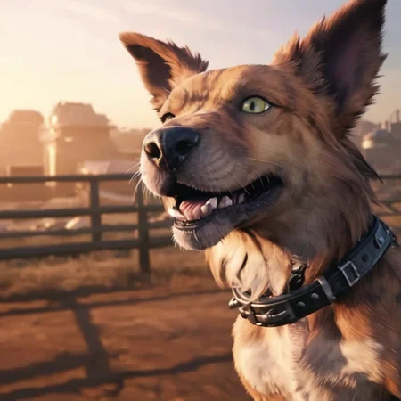 Ultra High Quality photo of <lora:ff7 style:0.8> a dog smiling ff7style, extreme detailed eyes teeth tongue and facial features, extraordinarily beautiful cinematic lighting and epic composition