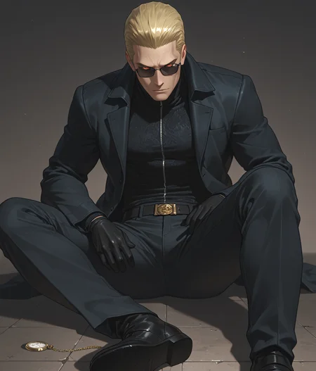 PonyScores7, source_anime, ah1
BREAK <lora:albertwesker-guy-PONYv1:0.8> albertwesker, albert wesker, 1boy, blonde, black gloves, (sunglasses:1.3), belt, black coat, black pants, looking at viewer, toned, athletic, fit, slicked back hair, black turtleneck, zipper, mature male, short hair, black boots, (scholar, translating ancient texts to preserve knowledge for future generations), (Mechanical Rainforest), (suit with pocket watch), (focused, intense glare, apathetic, contemptuous), (reddish orange eyes, slit pupils), (angular face, sharp_featured face), handsome, charming, alluring
BREAK <lora:xl_more_art-full_v1:0.2>, <lora:shinyskin2:0.2> glistening skin, <lora:aesthetic_anime_v1s:0.2>, <lora:Expressive_H:0.2> Expressiveh, <lora:hairdetailpxl:0.2> hairdetailpxl, <lora:EpicF4nta5yXL:0.2>, <lora:detailxl:0.2> detailxl, <lora:Fant5yP0ny:0.2>, best quality, amazing quality, best aesthetic, absurdres, <lora:expressive eyes:0.2> expressive eyes, <lora:eyedetailpxl:0.2> eyedetailpxl, illustration, Volumetric_Lighting, ultra-detailed, very aesthetic, intricate details, 8k, masterpiece, best_quality
BREAK (Ground level view Extreme Close shot, focus on feet)
BREAK <lora:Eyes_High_Definition:0.3> EyesHD, Stable_Yogis_PDXL_Positives, AS-Adult, <lora:Complicated fantasy portrait - XL Pony V2.0:0.4>, bad-hands-5, AS-MidAged, <lora:HDA_Detailer:0.2>