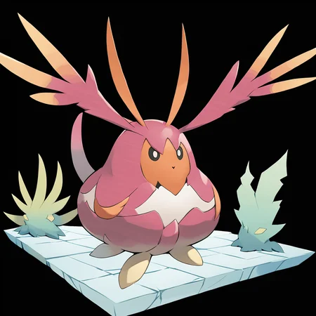 <lora:pokemon_pony_xl:1>, watercolor creature art like pokemon, Type: Ground, Type: Rock, Egg Group: Amorphous, is a pokemon creature that The creature's nails leave a Orange trail on surfaces they touch like paintbrushes dabbing the world in their hue,The animal has a double set of gills, enabling it to thrive in both salt and fresh water environments,Its whiskers are highly sensitive and can detect the slightest changes in air currents,It can whistle a tune that manifests as Orange notes floating in the air a visual symphony,The Pokémon has elongated, Fuchsia ears that can detect sounds from miles away score_9, score_8_up, score_7_up, score_6_up, score_5_up, score_4_up. Simple black background, (Masterpiece:1.3) (best quality:1.2) (high quality:1.1)