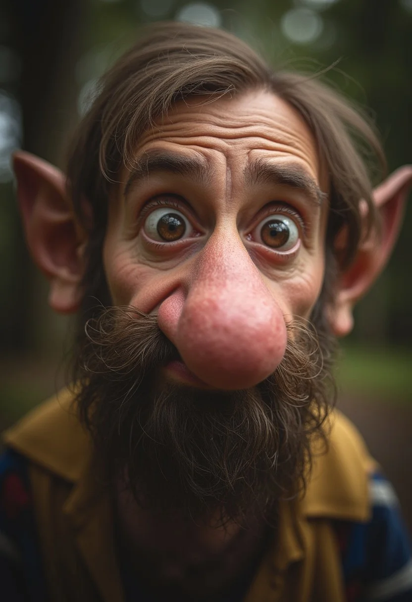professional Wildlife photography photo of a dwarf with a big bulbous nose, shot on a Hasselblad camera
detailmaximizer aidmaHyperrealism