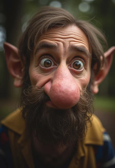 professional Wildlife photography photo of a dwarf with a big bulbous nose, shot on a Hasselblad camera
detailmaximizer aidmaHyperrealism