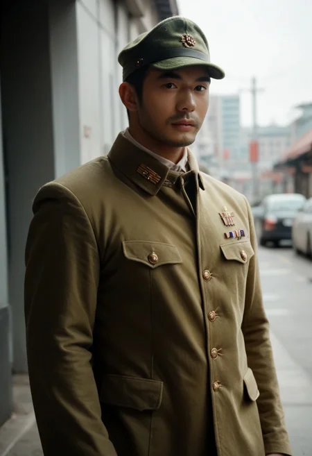 score_9, score_8_up, score_7_up, score_6_up, perfect anatomy, high_resolution, photorealistic,
Dashu, handsome man, chinese, japanese, asian, masculine, manly, black hair, black eyes, green uniform, green cap