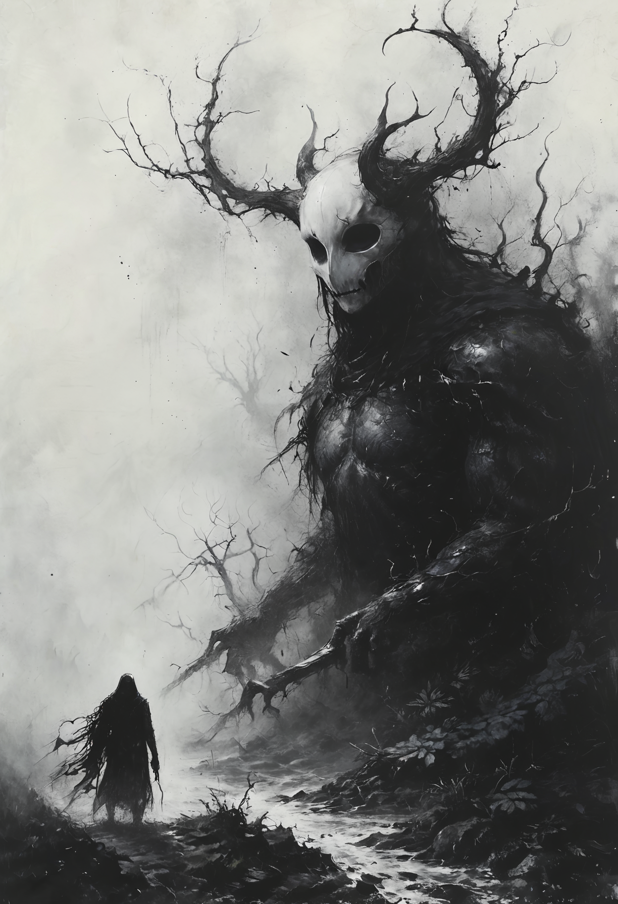 (masterpiece, best quality, hyper detailed, ultra realistic, 32k, RAW photo), masterful painting in the style of Anders Zorn | Marco Mazzoni | Yuri Ivanovich, Todd McFarlane, oil on canvas, perfect composition and chiaroscuro by Rembrandt, concept art by Mariusz Lewandowski, by Louis Aston Knight, by Karine Eibatova, by John Howe, by Jessica Rossier, by JarosÅaw JaÅnikowski, by Inessa Garmash, by HenriÃ«tte Ronner-Knip, by Harumi Hironaka,famous artwork inspired by (hollow knight:1.3) and (warren mahy:1.2) and (james r. eads:1.2) and (asher brown durand:1.4) and (abbott handerson thayer:1.3), detailed expressive eyes, fantasy style, in the heart of the jungle on planet "flarbellon x", the "dotted pergtider" with its eglorpified tentacles and its glowing regorbified eyes prowls through the shadows, surrounded by the ancient overgrown ruins of the wibbledymes and the swirling pools of thorgl <lora:Desolation:0.8> <lora:add-detail-xl:0.8>