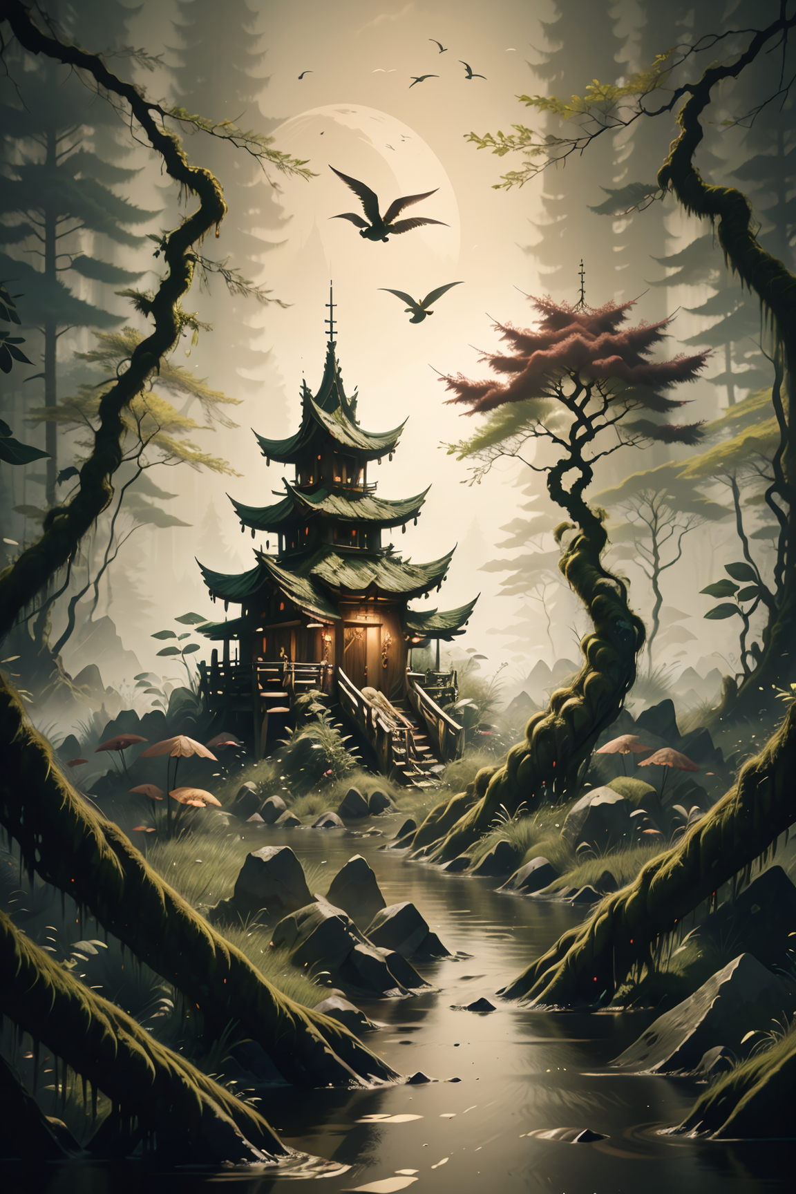 <lora:Calligraphy-ink-style-darquelilly-v1:1> calligraphyinkstyle, an enchanted fairytale forest with talking trees, a swamp covered in moss volumetric lighting, moss, <lora:ral-ovrgrwth-sd15:0.5> <lora:dAIversity-LoRAtest-Photoreal-SD15-01:0.7>