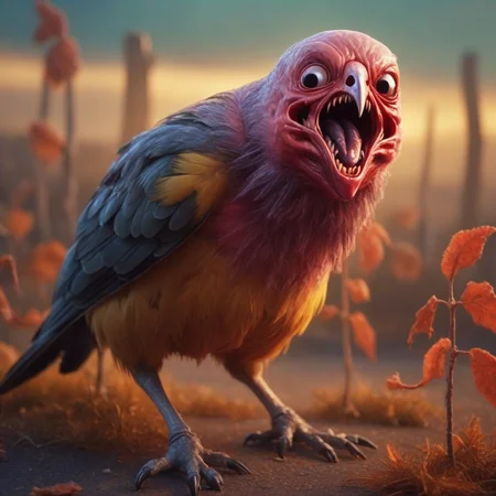 <lora:fx-monsters-xl-pgy-000020:0.39> fx-monsters creepy screaming dead bird,