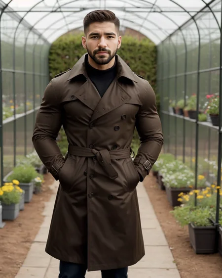 man, amirGNRC, pleasing glove, hot, trench coat, Greenhouse