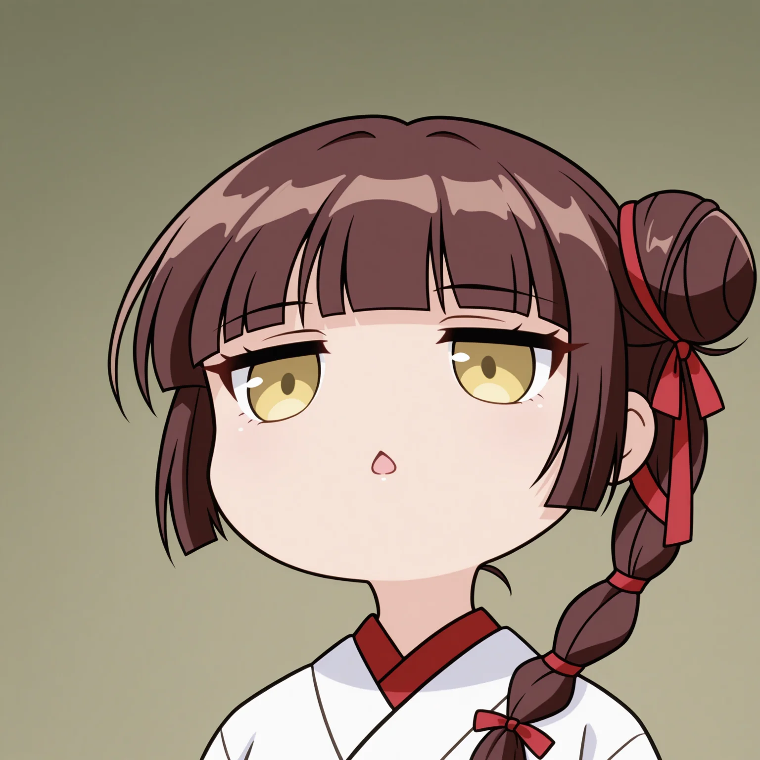 masterpiece,best quality,newest,absurdres,highres,1girl,no nose,solo,mutsuki face \(blue archive\),portrait,chibi,<lora:mutsukifacebaillusxl:0.8>,
VPMTV97 \(style\),
((chestnut mouth,jitome)),looking down,
<lora:vampire_princess_miyu_illuV01_b3g2plw09c08_d16a8_lr1600_rvs:1>,
Miyu_VPMTV,brown hair,long hair,red tress ribbon,single side bun,single braid,hair over shoulder,blunt bangs,yellow eyes,white kimono,