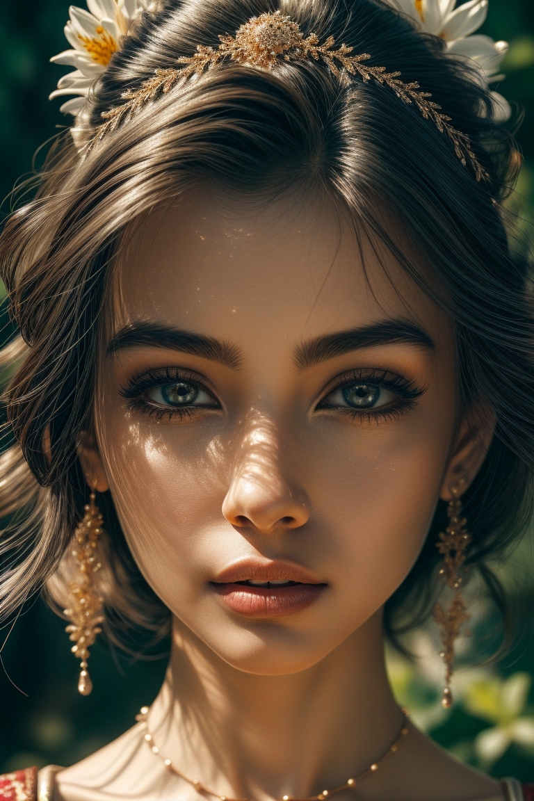 (masterpiece), ((dof)), 4k, 8k, hdr, stunning details, best quality, sharp_focus, realistic, elegant, (gold_and_burgundy_color_scheme), hyperrealism, 
halation, bloom, (beautiful reflections), ((beautiful refractions)), subsurface_scattering, ((heat haze)), breathtaking atmosphere, enlightening experience, enchanting vision, feeling of embracing warmth, ambient occlusion, ray tracing, flowers,
(SOLO), a gorgeous ((indian)) woman as a beautiful goddess, epitome of beauty, stunning visuals, perfect face, detailed face, perfect body, full body shot, translucent_iris, detailed and mesmerizing (brown_green eyes:1.0), beautiful eyelashes, arched_eyebrows, waist_long hair down, perfect_collarbones, layered lehenga, gold, red,  choli, dupatta shawl, embroidered, pearls, drooping_nose_tip, high nose bridge, wheatish skin tone, 
luxurious jewelry, waterwall_background, water cascading down the walls,
<lora:Noshi:1.5> <lora:1dk:0.6> <lora:add_detail:0.8> CR1.3 <lora:Fine art photography style:0.8> Fine art photography style <lora:detailed_backgrounds_v2:0.8> scenery, masterpiece, best quality, very aesthetic   EyeDetail HairDetail