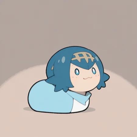 no humans, solo, <lora:TemmieChang_v5:0.9> tmchng,
lana \(pokemon\) , short hair, hair ornament, blue hair, blue eyes, petite, bright pupils, tender,
loaf, :3, . ., solid circle eyes, shirt, extremely detailed, highres, masterpiece, best quality