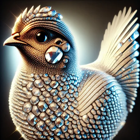 (photorealistic), chicken made of diamonds, iridescent, score_9