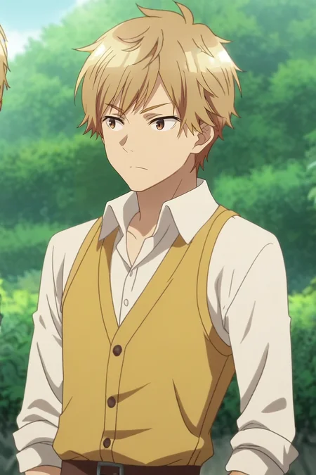 score_9, score_8_up, score_7_up, , rating_safe, , anime screencap, , official style, , depth of field, 1boy, solo, male focus, <lora:shuuji_nakamura_pony:0.9>, shuuji_nakamura, blonde hair, brown eyes, short hair, , fairy tale costume, <lora:sdxl_lightning_8step_lora:1>