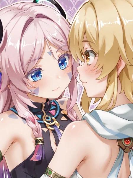 detailed background, shiny skin, rating safe,
<lora:cifalu.pony:1>,
citlali, lumine, 2girls, yuri,
<lora:aogiri.pony:1> aogiri