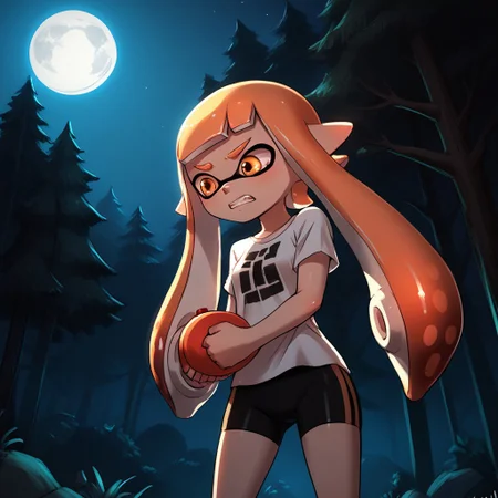 score_9, score_8_up, score_7_up, score_6_up, score_5_up, score_4_up,
luminekoStyle
inkling girl, splat shorts, splat shirt, splattershot (splatoon),
Night, forest, moon, eyes in the dark, trees, scared, holding splattershot,