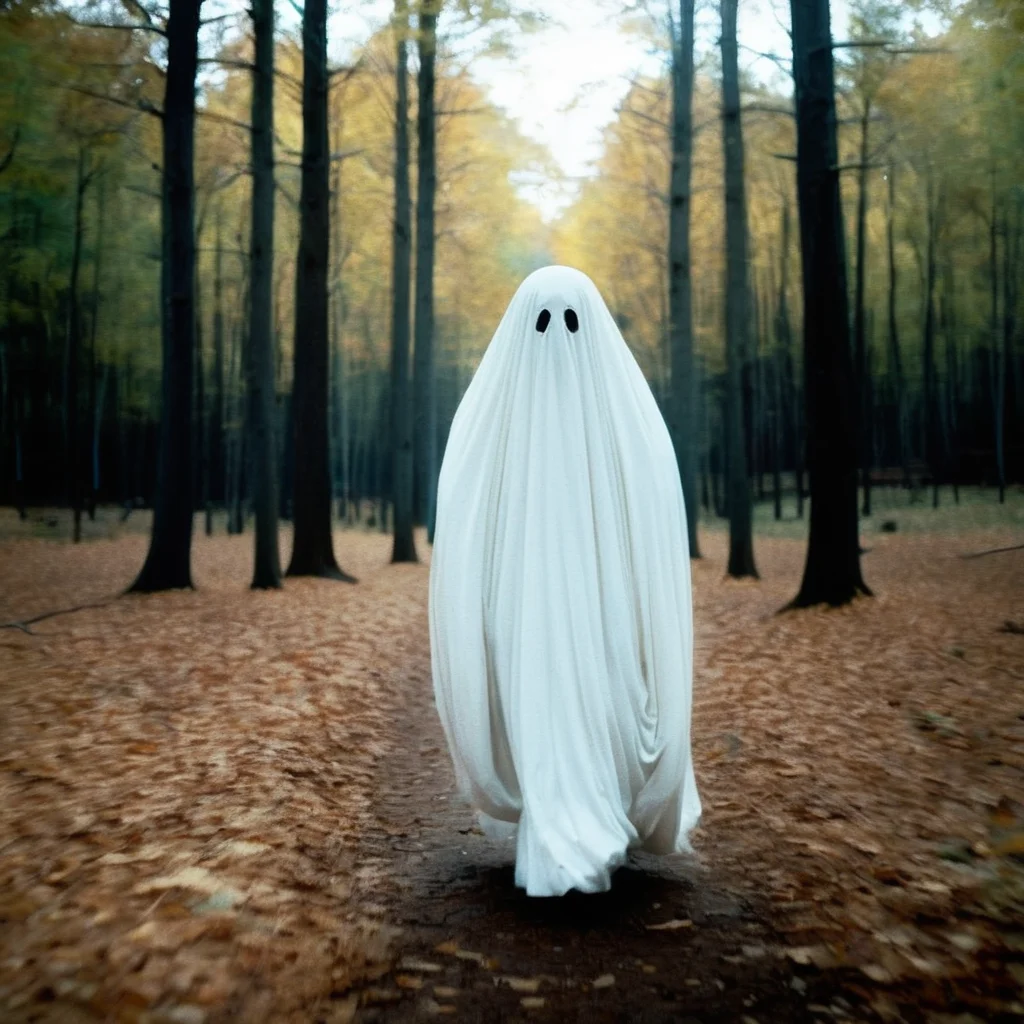 cinematic film still of <lora:Film Stock Footage Style:1>
Wide view of a painting of a ghost in a forest walking to the camera in autumn Kodak Vision3 500T Film Stock Footage Style, shallow depth of field, vignette, highly detailed, high budget, bokeh, cinemascope, moody, epic, gorgeous, film grain, grainy