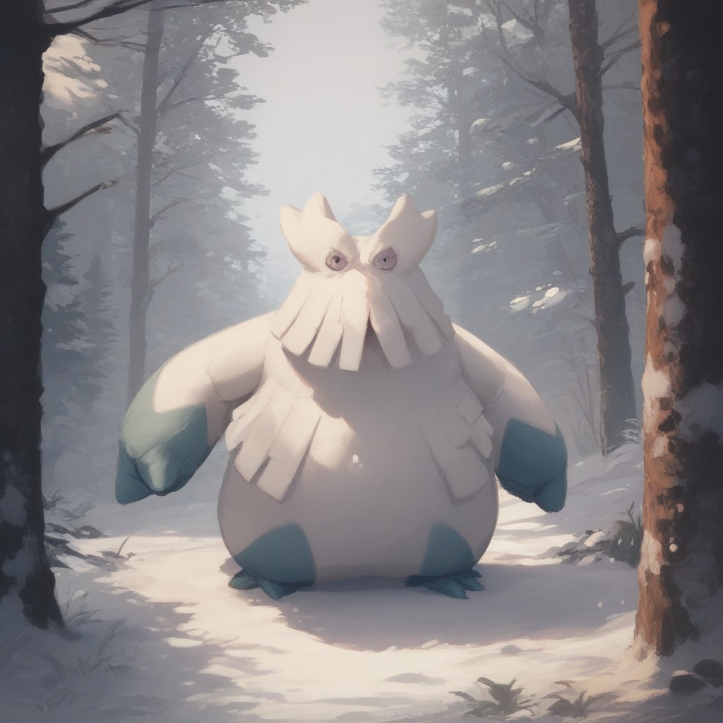 score_9, score_8_up, score_7_up, score_6_up, source_furry, abomasnow, snowy forest