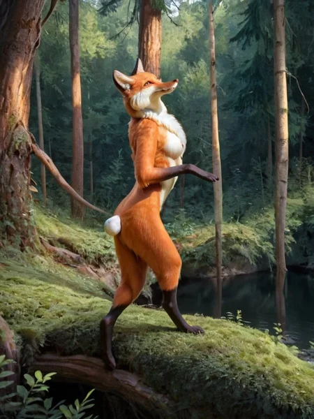 Score_9, score_8_up, scenery, fullbody, 1girl lisichka_C, posing, furry fox <lora:Lisichka:0.9>, highly detailed, masterpiece, wild forest, scenery, extreme detailed, hyperrealistic, masterpiece, detailed fur, beautiful fur