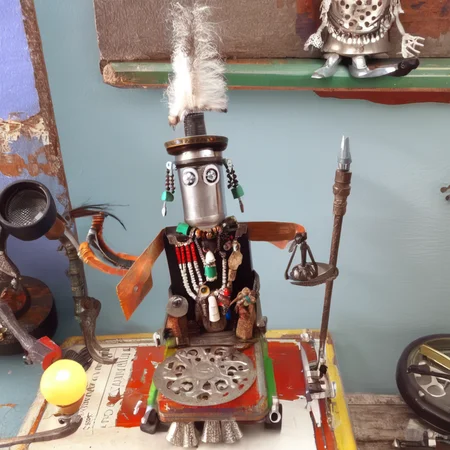 recyclforge shaman in an Indian village<lora:recyclforge:1>