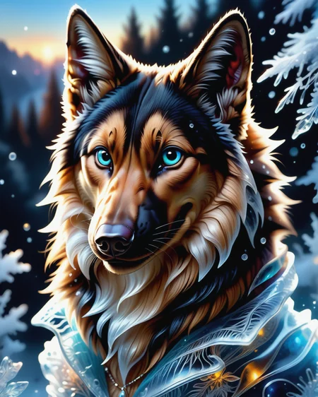 score_9, score_8_up, score_7_up, intricate details, rating_safe,
<lora:BioIceCrystalsPONY:1>, 1boy(made out of Jed-Blmicry, bioluminiscence, translucent,
feral furry, German Shepherd,
full body, looking at the viewer, solo, smiling), detailed background, depth of field, subsurface scattering,
<lora:ral-chrosc-clr:0.3>, ral-chrosc-clr,
<lora:xl_more_art-full_v1:0.3>,
<lora:add-detail-xl:0.3>