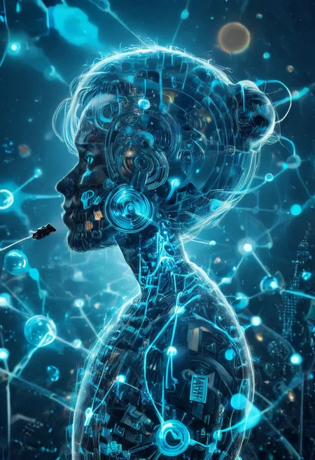 double exposure of Hatsune Miku with long blue hair floating twintails singing merging with a printed circuit board, <lora:DoubleExposure:1>, head, person,
(masterpiece, best quality, ultra_detailed, highres, absurdres:1.2),
realistic, photo, circuitry, circuits, chip, processor, motherboard, electronics, side view,
1girl, solo, (Hatsune_Miku, long_hair, aqua_hair, twintails:2), aqua_eyes, small_breasts, bare_shoulders, necktie, detached_sleeves, sleeveless_shirt, pleated_skirt, black_skirt, aqua_necktie, grey_shirt, black_thighhighs, black_sleeves, arm_tattoo,
<lora:loraeyesxl:0.4>
