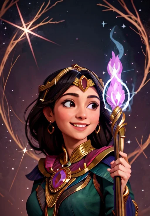 <lora:sorceress:0.8>, sorceress, portrait, smile,, (magical, magnificent, masterpiece:1.3)
