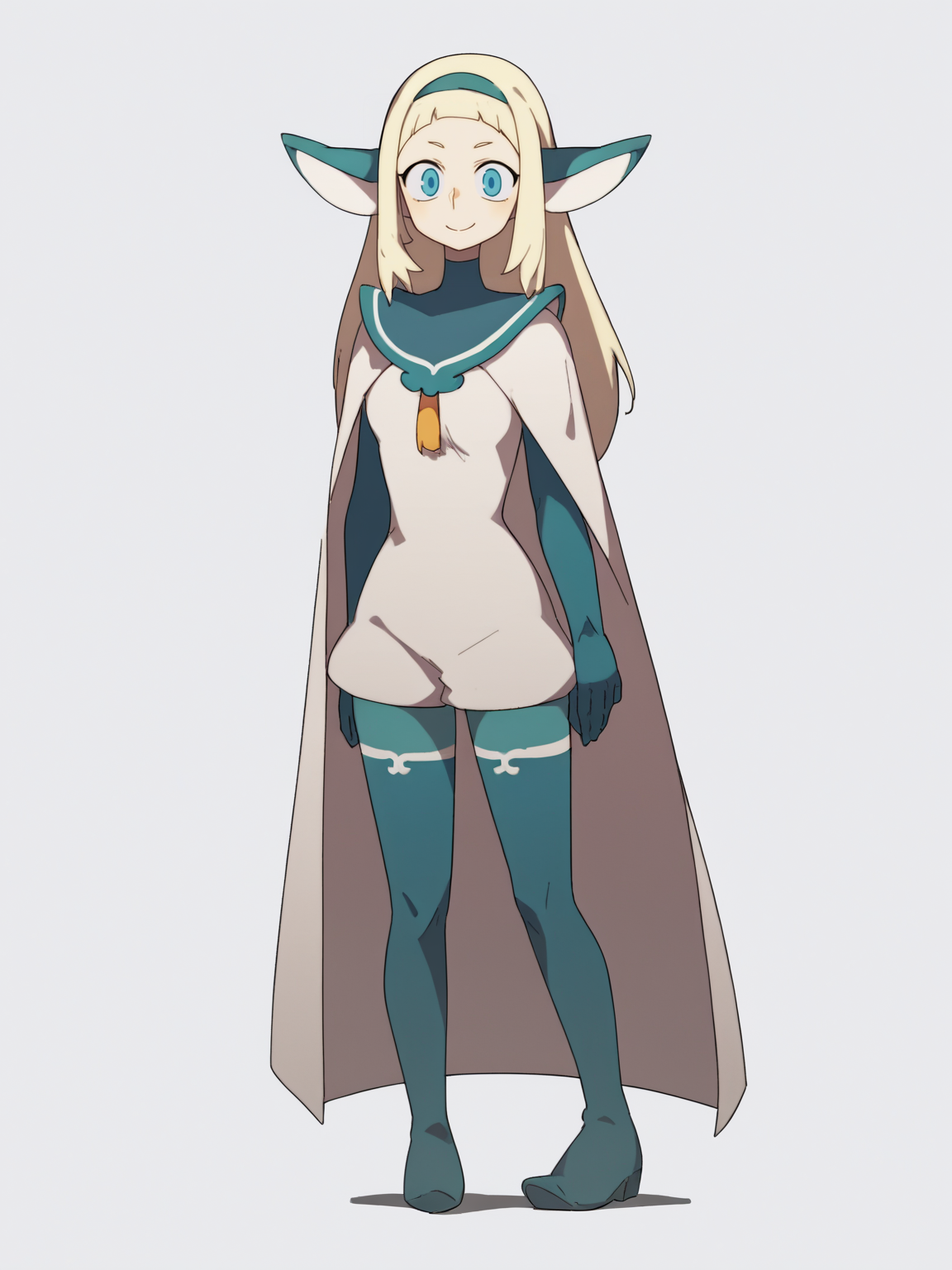 score_9, score_8_up, score_7_up, score_6_up, score_5_up, score_4_up, BREAK, source_cartoon, source_anime,
1girl, bakarajurgen, blonde hair, long hair, blue eyes, hairband, animal ears, gloves, hairband, cape,
full body, standing, smile, looking at viewer, solo, simple background, white background  <lora:BakaraJurgenXL:1>