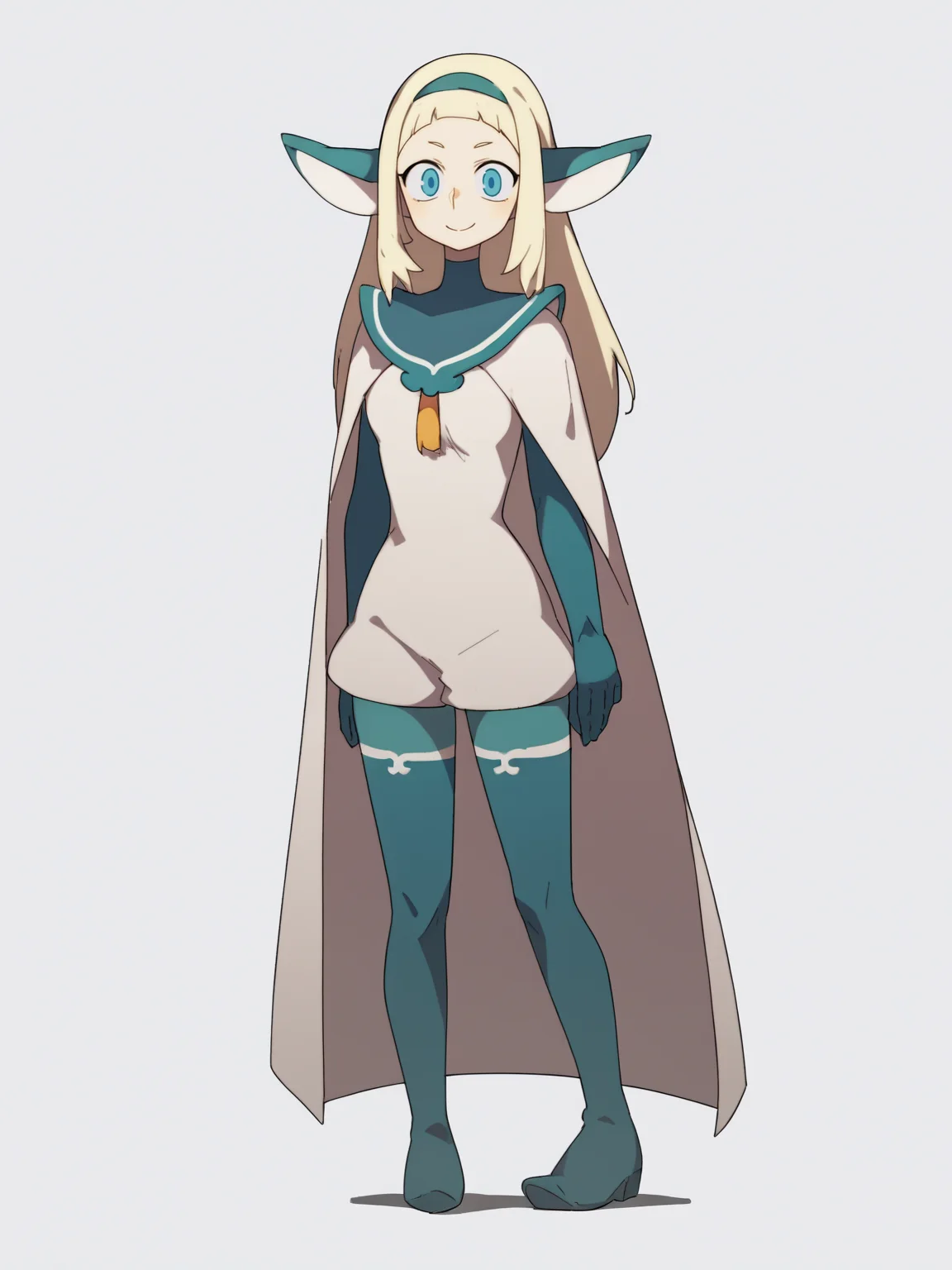 score_9, score_8_up, score_7_up, score_6_up, score_5_up, score_4_up, BREAK, source_cartoon, source_anime,
1girl, bakarajurgen, blonde hair, long hair, blue eyes, hairband, animal ears, gloves, hairband, cape,
full body, standing, smile, looking at viewer, solo, simple background, white background <lora:BakaraJurgenXL:1>
