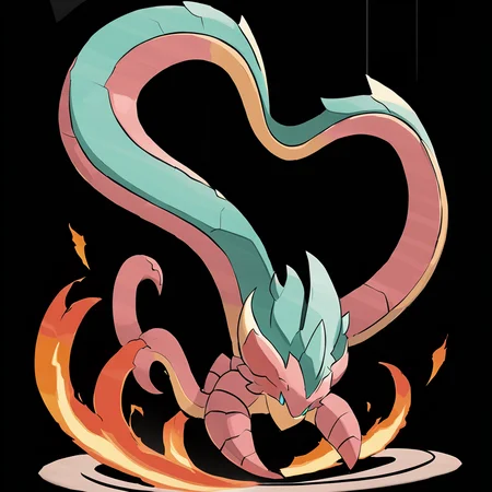 <lora:pokemon_pony_xl:1>, watercolor creature art like pokemon, Type: Electric, Type: Fire, Egg Group: Fairy, is a pokemon creature that Its scales are coated in a Teal film that reflects harmful Flying rays preserving its health in harsh climates,The animal's roars generate Turquoise waves in the air visual ripples of its powerful voice,It can exude a Maroon mist from its pores, creating a protective barrier against Fire attacks,It is a keeper of secrets, guarding the ancient lore of the Calves with a vigilance that never wanes,It has a Pink marking on its forehead that resembles an ancient Dragon symbol believed to grant it special abilities score_9, score_8_up, score_7_up, score_6_up, score_5_up, score_4_up. Simple black background, (Masterpiece:1.3) (best quality:1.2) (high quality:1.1)