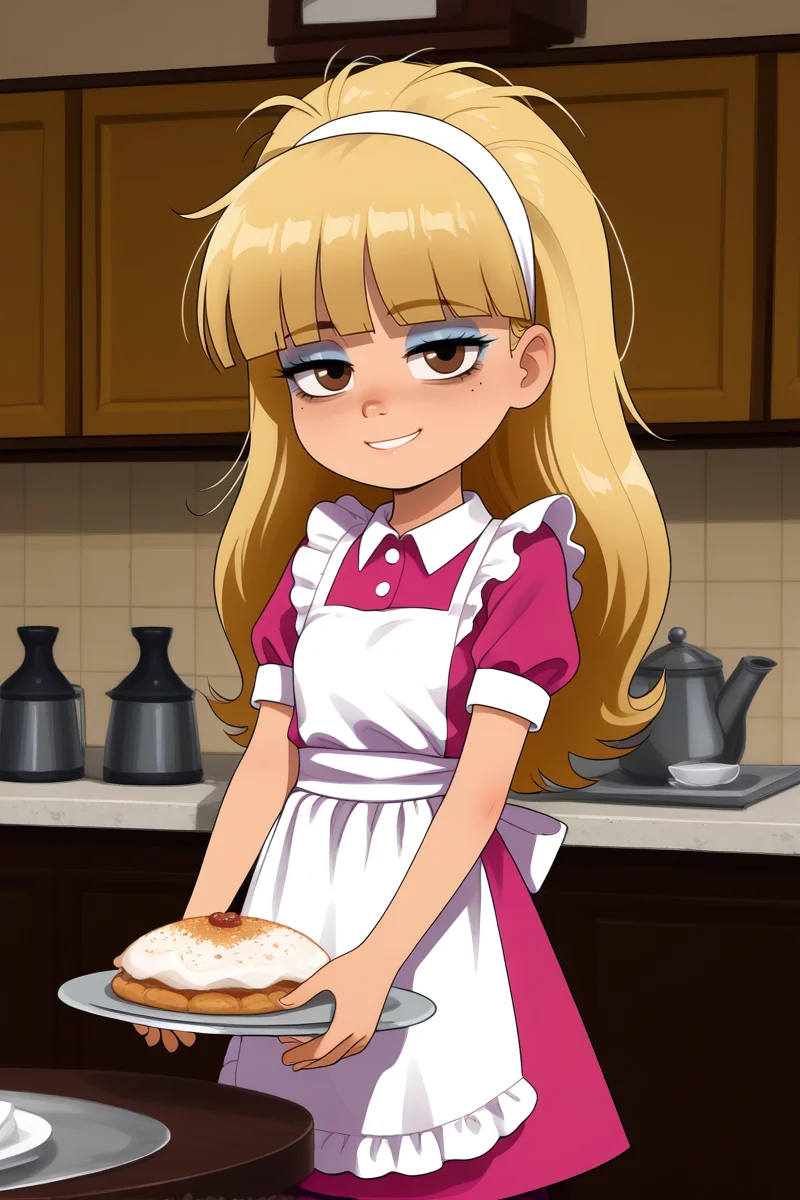 rating-safe, 1girl, solo, pacifica, blonde hair, brown eyes, petite, bangs, makeup, flat chest, waitress, pink dress, white apron, tired eyes, smile, [messy hair],
 <lora:Expressive_H:1>
 <lora:StS_detail_slider_v1:1>
 <lora:pacifica:1>
 <lora:age_slider_v4:-2>