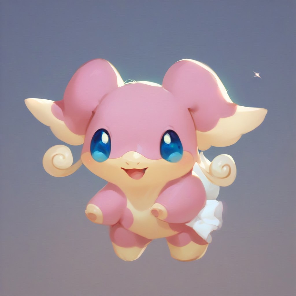 score_9, score_8_up, score_7_up ,audino, blue eyes,  pink fur,  two-tone fur,  animal ears, pokemon (creature)