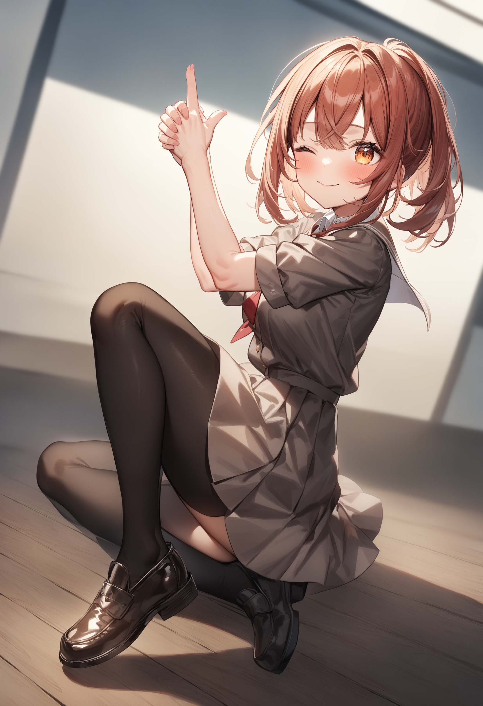 1girl, <lora:sdxl2-flat2-512b:-1>,medium breasts,school uniform,
dual finger gun,<lora:dualfingergun_XL_v1:0.8>
from side, full body, looking to the side, happy, ground, closed mouth,
masterpiece, best quality, very aesthetic, absurdres
